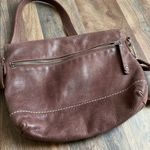 Roots  Canada Emma Bag Leather Foldover Crossbody Colorblock Brown and Taupe Photo 10