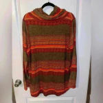 Woolrich  mile run cowl neck tunic red‎ and orange Aztec print size XL Photo 1