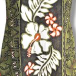 Vintage 90s Creations Hawaiian Maxi Dress Green White Hibiscus Dark Floral Size M Photo 3