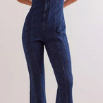 Free People  CRVY Ring The Alarm Denim Jumpsuit.  XS Photo 0