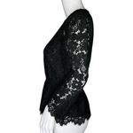 EXPRESS  Shirt Women Small Black Sheer Lace Peplum Blouse Party Cocktail Festival Photo 2