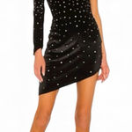 RETROFETE REVOLVE LANA BLACK ONE SHOULDER CRYSTAL EMBELLISH ASYMMETRICAL DRESS Size M Photo 0