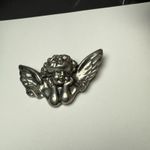 Winged Cherub Angel Brooch Pin Pewter Color Silver Tone Photo 10