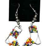 Cowgirl Boots Earrings Mardi Gras Earrings Western Beaded New Orleans Nola NEW Silver Photo 0