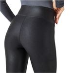 Spanx  Faux Leather Leggings XL Black Wide Waist Tummy Shaping Sporty Feminine Photo 5
