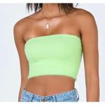 Princess Polly Bandeau Tube Top in Lime Green Fuzzy Knit Photo 1