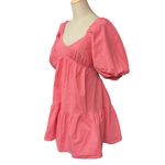Shore Women's Puffed Sleeve Cut Out Back Mini Dress Pink‎ Size M NWT Round Pink Size M Photo 2