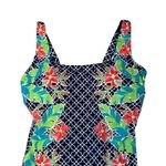 Lands' End Women's Square Neck Underwire Tankini Top Navy Floral 12DD Swim Beach Blue Size 12 Photo 3
