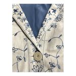 Susan Graver VTG  Ivory Blue embroidery Floral Linen Blend coat size 1X Photo 4