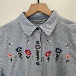 Cabin creek  Striped Button Down Shirt | Floral Embroidery | 100% Cotton | XL Photo 1