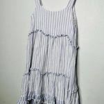 Rails  Blue White Scoop Neck Linen Blend Ruffled Tiers Sandy A-Line Dress Size S Photo 6