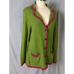 Boden Green Raspberry Trim Knit Blazer Cardigan Jacket 18 Cottage Pretty Photo 6