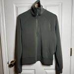 Spanx  AirEssentials Half Zip Pullover Sweatshirt Dark Green Medium Athleisure Photo 6