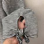 Gap  Short Sleeve Slub Cotton Black White Stripe Tie Shirt Womens Small Photo 5