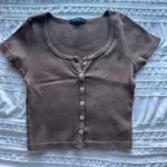 Brandy Melville  Brown Baby Tee with Buttons Photo 0