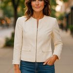 Tahari White Blazer Jacket With White Sleeveless Top Linen Women Size 4 Photo 0