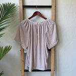 Old Navy NWT Nude Pink/Beige Crushed Velvet Pleated Short Sleeve Blouse Top Photo 4
