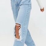 BDG  High Rise Baggy Jeans Sz 24 Light Wash Denim Distressed Fromt Back Photo 1