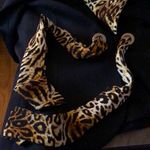 Escada Vintage 80s Black Satin Blazer Front Leopard Tie Belt & Shoulder Pads szL Photo 4