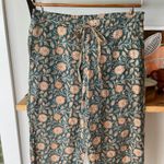 Natura Green Peach Floral Boho Print Cotton Pajama Pants Size Medium Photo 8