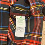 J.Crew  Stewart Tartan Red Scalloped Tie Neck Long Sleeve Blouse Photo 6