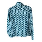 Lands' End Womens Fleece Pullover 1/4 Zip Geometric Blue White M Size M Photo 1
