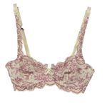 Cream Pink Embroidered Lace Floral Demi Bra 32A Delicate Girly Romantic Coquette Size undefined Photo 0