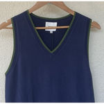 Reformation  Blair Cotton Sweater Dress Navy Grass Women’s Large Preppy Academia Photo 5