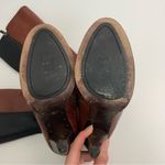 Frye Mikaela Boots Leather Heels Stretch Panels Zipper Closure Brown Black Photo 12