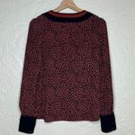 EXPRESS  Women's Terracotta Leopard Print V-Neck Cuffed Sleeve Blouse Small Photo 2