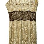 NWT Mandalay Champagne Gold Lace Beaded Sequin Long Mermaid Evening Gown Women 8 Photo 4