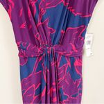 Jones New York Purple/Navy Blue Floral Print Stretch Midi Dress Size 12 NEW Photo 3