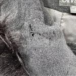 Vintage Black Double Breasted Swing Coat Faux Fur Lined Hood Steve & Searle Size XL Photo 6