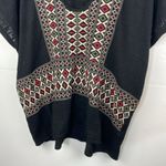 Madewell Boho Aztec Top Womens Black Short Sleeve Embroidered relaxed fit Large Photo 2