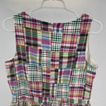 LL Bean Madras Plaid Dress 8 Cotton Patchwork Preppy Lined V Neck sleeveless Red Photo 2