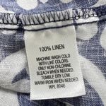 JM Collection  Linen Blouse 20W Blue White Scroll‎ Print Button Front Roll Tab Photo 4
