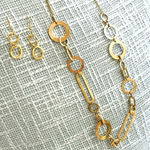 Banana Republic Chain Link Necklace Set Gold Circle Drop Earrings Modern Office Photo 0