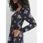 Anthropologie  Maeve Midi Dress Long Sleeve Hedy Ruffled Black Purple Floral Sz 4 Photo 3