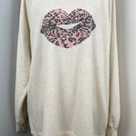 Wildfox Oatmeal Leopard Lips Soft Oversized Sweatshirt Kiss XL Photo 0