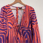 AFRM Portia Orange Zebra Long Sleeve Midi Dress Size Medium Purple Photo 4