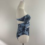 Aerie  Light Blue Black Cheeky High Cut Strapless Triple Knot One Piece Swimsuit Photo 8