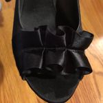 Nina  Black Satin Peep Toe Heel Shoes Size 9.5 Photo 3