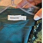 SIMKHAI Emersyn Ruched Sequined Tulle Midi Dress in Emerald Size 8 Green Photo 4