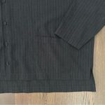 Eskandar Pinstripe Stand Collar Boxy Button Front Wool Cashmere Top Grey 1 / Med White Photo 1