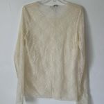 BKE Sheer Lace Floral Long Sleeve Top Cream Size Large Photo 2