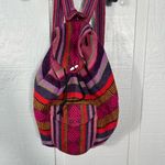 Artesanias Pinzon Women's Woven Drawstring Backpack Rainbow EUC Photo 2