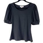 Rachel Parcell ✨ Ribbed Puff Sleeve Black Sz Large Tee✨ Photo 1