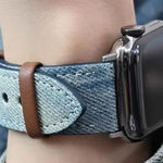 Denim Apple Watch Band Silver Hardware Size Small 38/40/41mm Blue Photo 0