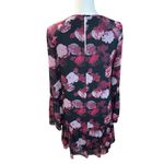 BCBGeneration  Two Tiered A-Line Dress Black Floral bell sleeve long sheer Photo 6