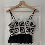 Rebellion Again Black and White Cropped Crochet Camisole Size Small EUC Photo 1